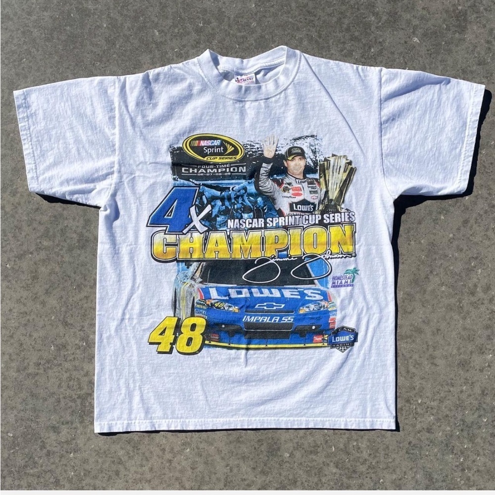 Jimmie Johnson Four Time Championship  Vtg Nascar Chase Authentics T-Shirt (L)